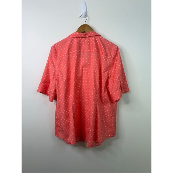 Talbots‎ Button Front Shirt Sz 20 Pink White Polka Dot Wrinkle Resistant Cotton - Picture 7 of 11